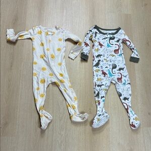 Carter's White Green Dinosaur Print Footies & Member’s Mark Happy Sun PJs 18m
